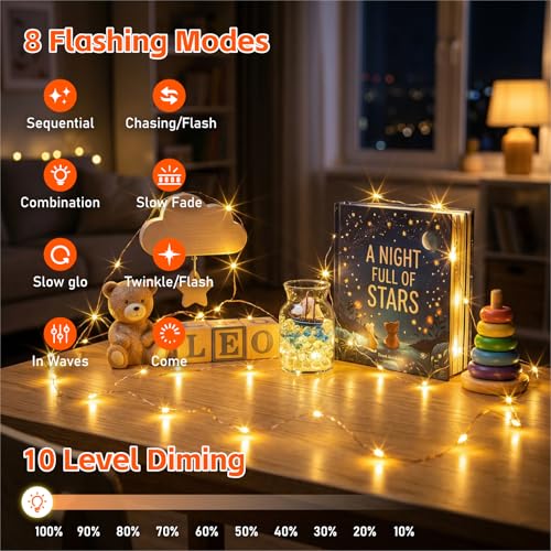 8 Pack Rechargeable LED Fairy Lights 7Ft 20LED Battery Operated - color: Multicolor