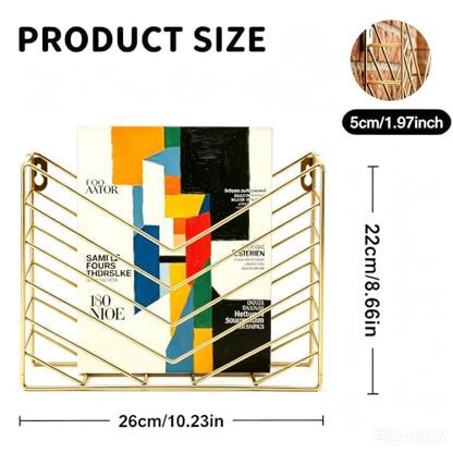 Wall Mounted Magzine Rack,Gold Wall Mount File Organizer - color: Gold
