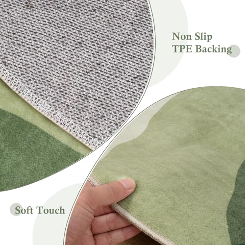 4ft Abstract Green Round Rug, Boho Mountain Circle Classroom Rugs - color: Green, size: 4' (Round)