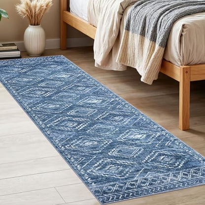 KILOCOCO Washable Runner Rug 2x6 ft Hallway Runners, Stonewashed Blue - color: Stonewashed Blue, size: 2' x 6' (Runner)