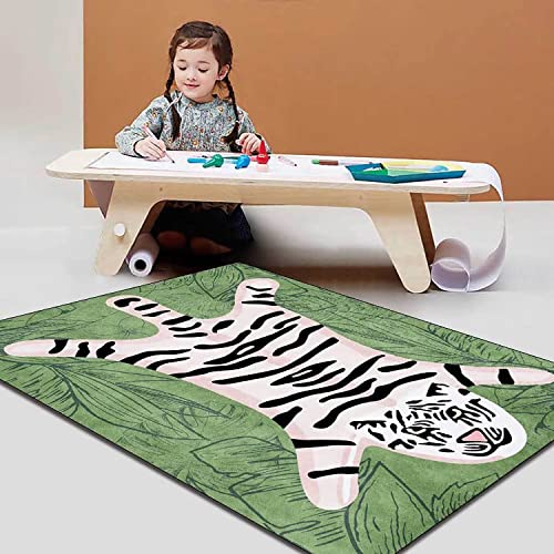 Tiger Rug for Bedroom Cartoon 2x3 ft Small Area Rug Washable Funky Colorful Carpet for Living Room Boho Non-Slip Modern Abstract Bathroom Door Mat - color: O, size: 2' x 3' (Rectangular)