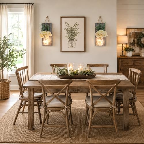 Modern Farmhouse Wall Decor Set of 2, Rustic Grey - color: 13.4"H Grey + Rose