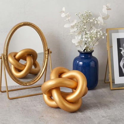 Yalikop 3 Link Wood Knot Decor Rustic Table Shelf Accents, Gold - color: Gold