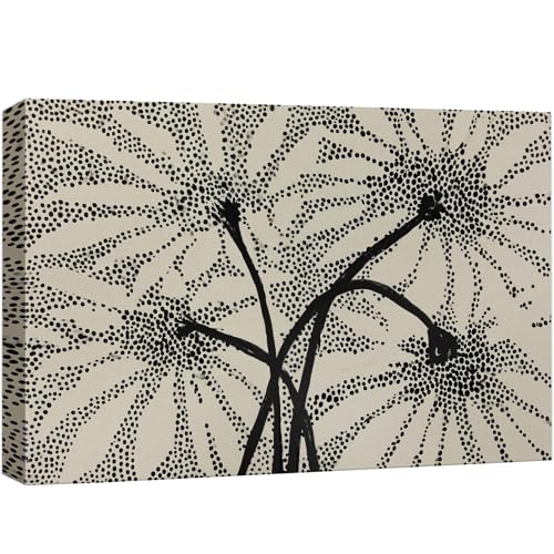 wall26 Canvas Print Wall Art Minimalist Black and Beige Abstract Floral Dotted Flower Silhouette Digital Art Realism Rustic Scenic Nature Photography for Living Room, Bedroom, Office - 12"x18" - color: A25-2605-M20, size: 18"L x 12"W