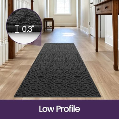DEXI Hallway Runner Rug Non Slip, 2x6 Washable Runners Carpet, Dark Grey - color: Dark Grey, size: 24" X 72" (Runner)