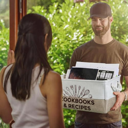 Marsui 1 Pcs Cookbook & Recipe Book Basket Cook Lover Gifts , White Brown - color: White Brown, size: Cookbook
