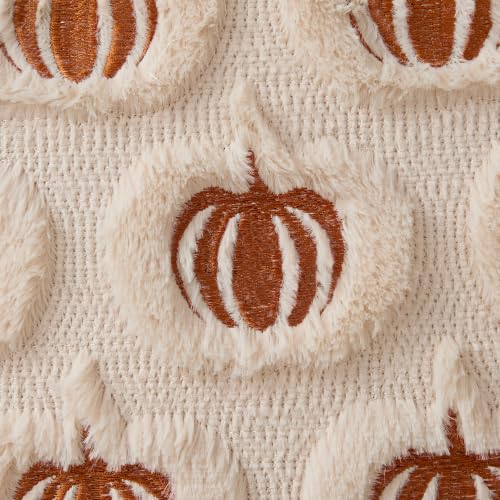 DFXSZ Fall Pillow Covers 18x18 Set of 2 Rust Pumpkins Embroidery Beige - color: Beige Rust Pumpkin, size: 18" x 18" (Pack of 2)