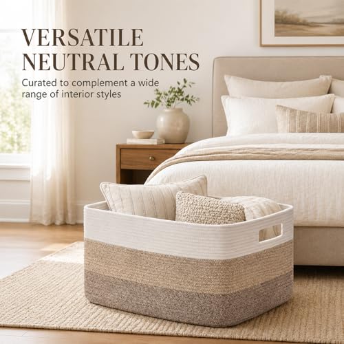 OIAHOMY Blanket Basket Laundry Basket Dog Toy Basket 75L Gradient Brown - color: Gradient Yellow, size: 22”x17”x12”