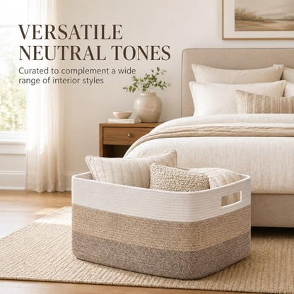 OIAHOMY Blanket Basket Laundry Basket Dog Toy Basket 75L Gradient Brown - color: Gradient Yellow, size: 22”x17”x12”