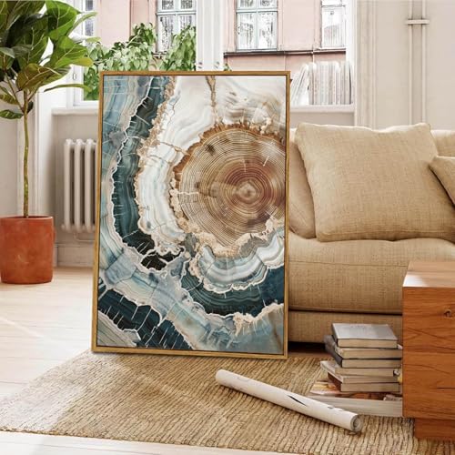 BingruiArt Faux Wood Tree Ring 06 Canvas Wall Art 24x36 Framed - color: Tree Ring - 06, size: 36"L x 24"W