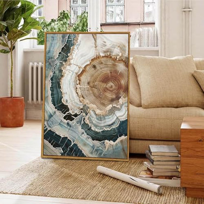 BingruiArt Faux Wood Tree Ring 06 Canvas Wall Art 24x36 Framed - color: Tree Ring - 06, size: 36"L x 24"W