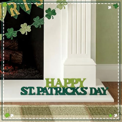 Yalikop St. Patrick's Day Table Decorations Wooden Happy St. Patrick's Day Sign Decorations Blocks Indoor Home Decorative Signage for Tables Office Wall Shelf Desk Shelf Mantel - style: St. Patrick's Day