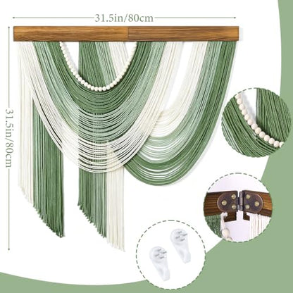 MEIVINES Large Macrame Wall Hanging Boho Tapestry Macrame Wall Art Decor - color: Sage Green
