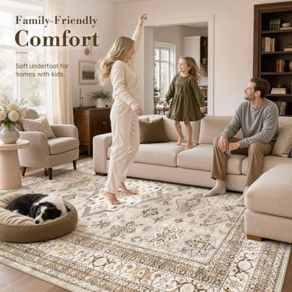 cotiled 5x8 Area Rug for Living Room, Washable, Traditional, Beige - color: Beige, size: 5' x 8' (Rectangular)