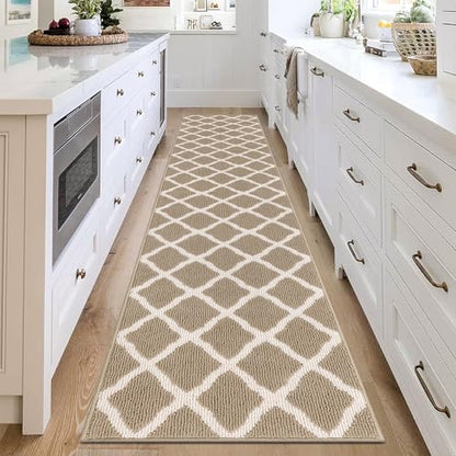 SHACOS Washable Kitchen Runner Rugs 2x8 ft Non Slip Dirt Trappe, Beige - color: Beige, size: 2' x 8'