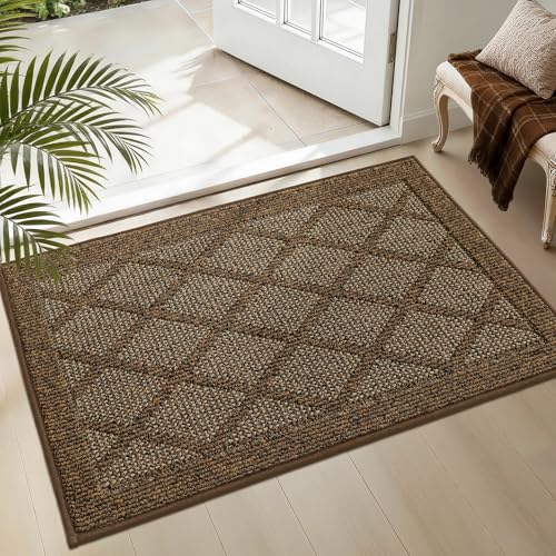COSY HOMEER Non-Slip Door Mat 20"x32",Entryway Rugs Low Profile,Brown - color: Brown, size: 2'8" x 1'8" (Rectangular)