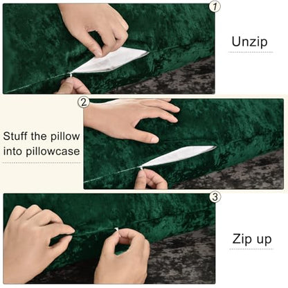 PHF Truly Velvet Body Pillowcase 20" x 54", Emerald Green, No Insert - color: Emerald Green, size: 54" x 20" (Pack of 1)