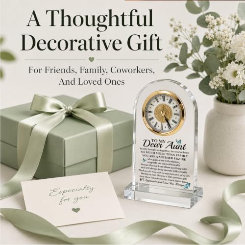 WKYAER Keepsake Acrylic Clock for Aunt, Aunt Birthday Gift, Mothers Day Present from Niece Nephew, Acrylic Clock Office Desk Accent, 4.3 x 7.8 in - color: Gift 07