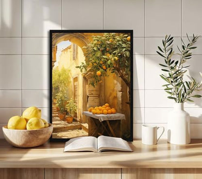 Orange Tree Framed Wall Art, 3 Piece Mediterranean Set, 12x16 Inch - color: Kumquat, size: 12x16 inch