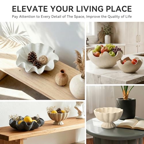 Wavy Decorative Bowl Home Decor, Set of 2 Fruit Bowl Kitchen Counter