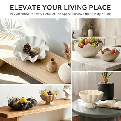 Wavy Decorative Bowl Home Decor, Set of 2 Fruit Bowl Kitchen Counter