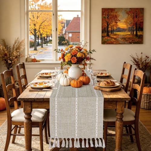 Boho Table Runner 15 x 72 inches Long, Neutral Farmhouse Home Decor - color: Coffee, size: 72 inch