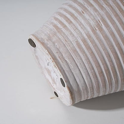 Ceramic Rustic Farmhouse Vase, 9.2 inch Whitewashed Terracotta Vase - color: Terracotta White