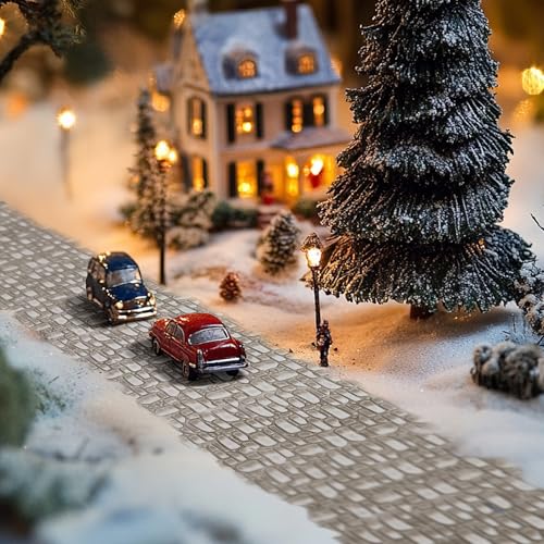 4 Pcs Christmas Village Cobblestone Road, Christmas Villages Accessories - color: 39"x 3.5"-grey Cobblestone
