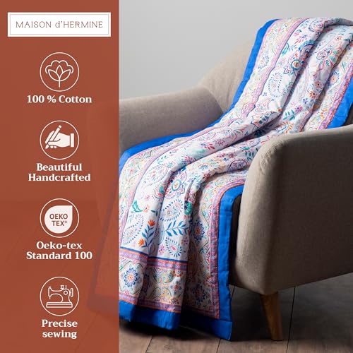 Maison d' Hermine Throw Blanket for Couch Lightweight Soft (60''X80'') - color: 022 - Indian Floral, size: 60"x80"