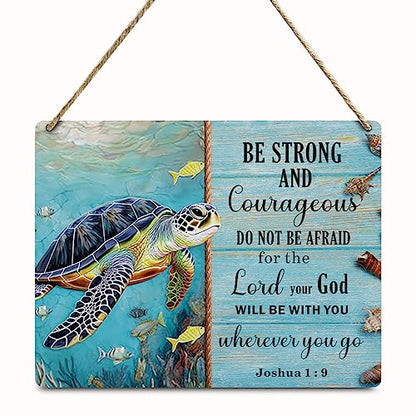 Beach Decor Sea Turtle Gifts Christian Bible Verse Wooden Wall Sign - color: Multi392