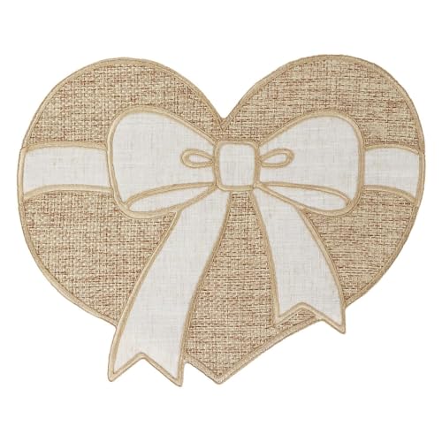 Feuille Valentines Placemat Set of 4,Farmhouse Burlap Heart Bow Valentines Day & Anniversary Placemat Rustic Table Decor for Dining Table - style: Heart Bow