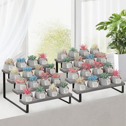 YINMIT Wooden Display Riser Stand, Tiered Perfume and Cologne Organizer Stand, 4 Tier Spice Rack Organizer, Rustic Display Shelf for Candles (4 Tier,2Pack,Grey) - color: 4 Tier,2 Pack,Grey