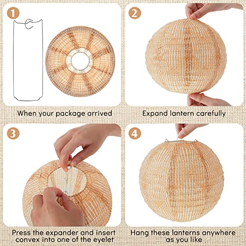 Hortsun 12 Pcs Print Burlap Paper Lanterns Classroom Decor,8 Inch - size: 8 Inch