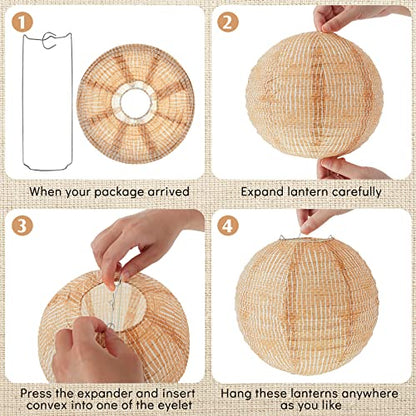 Hortsun 12 Pcs Print Burlap Paper Lanterns Classroom Decor,8 Inch - size: 8 Inch