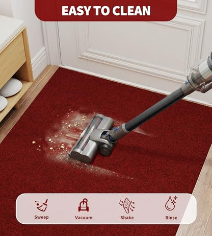 jxgzyy 2'11" x 4'11" Red Entry Rug with Scraper Pile - color: Dark Red, size: 2'11" x 4'11" (Rectangular)