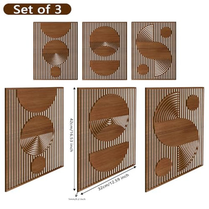 Abstract Wood Wall Art, Mid Century Modern Geometric Wooden Panels Set