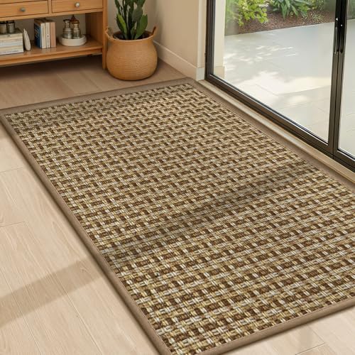 LEKEEPGO Door Mat Indoor Entrance 24"x36", Absorbent Indoor Door Mat, Non Slip Rubber Backing Inside Door Mats, Washable Floor Mat, Low-Profile Doormat for Front Door, Entryway, Entrance, Brown - color: Brown-1, size: 2' X 3' (Rectangular)