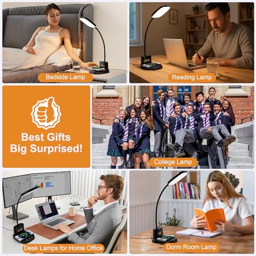 10W Wireless Charging LED Desk Lamp with Clock, Light Black - color: Light Black