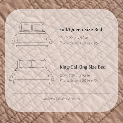 EVERGRACEHOME 100% Cotton Modern Lines Quilt Set Queen Size, Rose Dust - color: Rose Dust, size: Full/Queen (92" X 92")