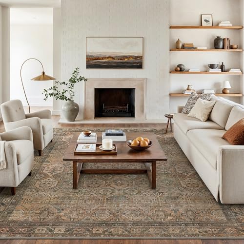5x7 Area Rug Washable Rug for Living Room Bedroom Non Slip Carpet Taupe - color: Area Warm Taupe, size: 5' x 7' (Rectangular)