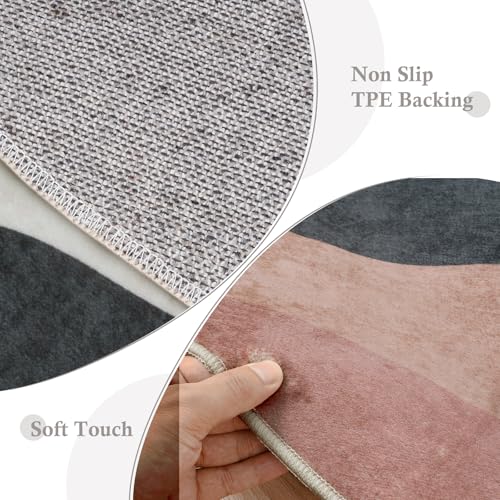 4ft Abstract Round Rug, Mountain Grey Circle Area Rugs Soft Washable - color: Grey, size: 4' (Round)