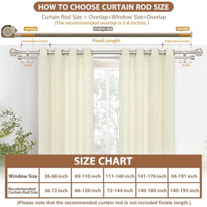 KAMANINA Double Curtain Rod 36 to 72 Inch, Adjustable Rods, Champagne Gold - color: Champagne Gold, size: 36-72"