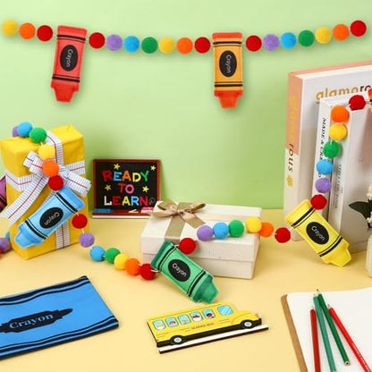 Jansun 8.2ft 3D Back to School Felt Crayon Pre-Strung Garland - color: Multicolor Crayon