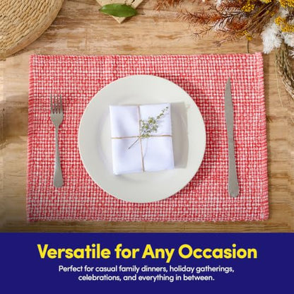 Sweet Home Collection 100% Cotton Placemats for Dining Room Rectangle Two Tone Woven Fabric 13" x 19" Soft Durable Table Mat Set, Set of 4, Pink - color: Pink, size: Rectangle 13" x 19"