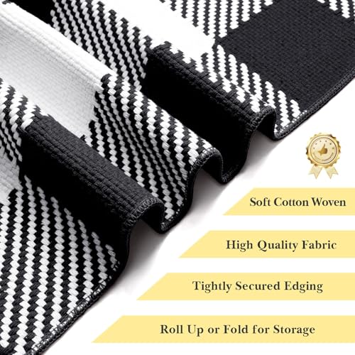 Outdoor Rugs, Black and White Area Rug Checkered 4’ x 6’ - color: Black & White, size: 4' x 6' (Rectangular)