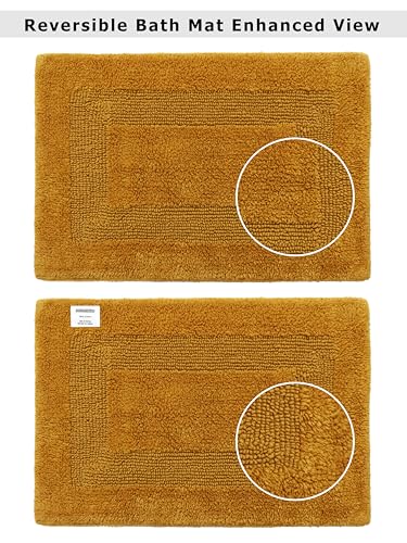 COTTON CRAFT 2 Pack Reversible Bath Mat - Plush 17x24 Bath Rug - Golden Rod - color: Golden Rod, size: 17x24 Inches