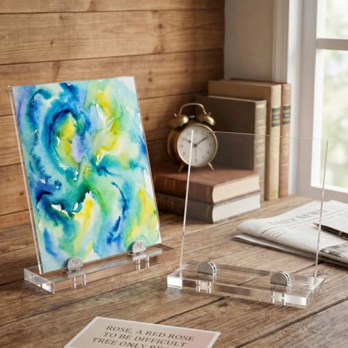 6 Pcs Small Acrylic Adjustable Glass Display Stand Adjustable Glass Display Stands for Aartwork Stained Ceramic Tiles Plaques for Picture Collectibles Office Trade Show Home