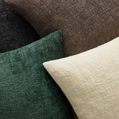 MIULEE Christmas Couch Pillow Covers Textured Chenille 18x18 Dark Green - color: Dark Green, size: 18" x 18" (Pack of 2)