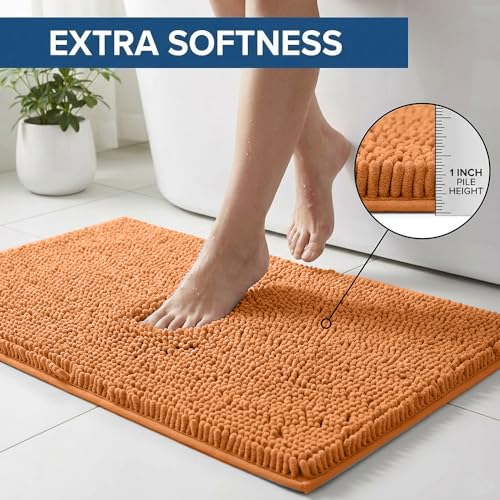 Bathroom Rugs Sets 2 Piece,Super Absorbent Chenille Bath Mats and U-Shaped Toilet Rug,Strong PVC Non Slip Backing,Microfiber Washable Dry Quickly Bath Mats for Bathroom(20"x32"+20"x20"U, Champagne) - color: Champagne