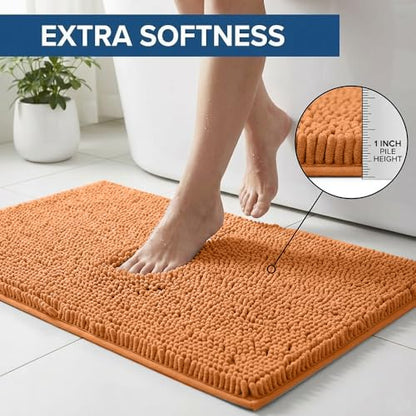 Bathroom Rugs Sets 2 Piece,Super Absorbent Chenille Bath Mats and U-Shaped Toilet Rug,Strong PVC Non Slip Backing,Microfiber Washable Dry Quickly Bath Mats for Bathroom(20"x32"+20"x20"U, Champagne) - color: Champagne